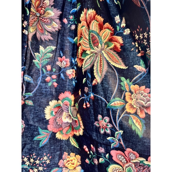 Unbranded Other - Vintage Navy Blue Floral Chintz 9 Piece‎ Curtain & Balloon Valance Set Lined 80s